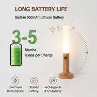 Lampu Malam Sensor Gerak Kayu Isi Ulang dengan Magnet LED Lampu Dinding Putih Hangat untuk Kamar Tidur Tangga Pintu Masuk