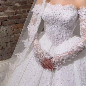 S0306Y Nouvelle Robe de Mariée Femme 2026 Grande Taille Respirante à Épaules Dénudées en <span class=keywords><strong>Dentelle</strong></span>, Ornée de Perles et de Strass - Product Image 1