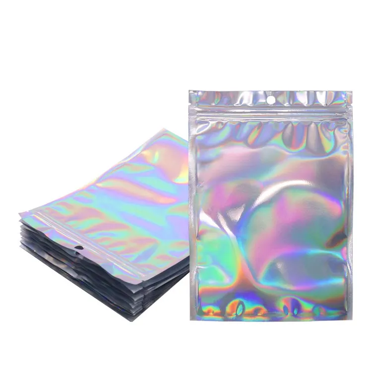 Оптовая продажа, одноразовая прозрачная лазерная сумка с индивидуальным принтом, косметическая голографическая сумка с застежкой-молнией