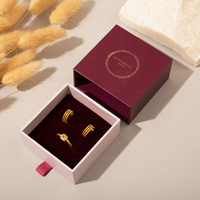 Coffret à bijoux en velours bordeaux avec tiroirs doublés - Kit d'emballage de luxe avec sac cadeau pour colliers, bagues et boucles d'oreilles