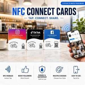 Tarjeta NFC Personalizada con Código QR Dinámico en Español, para Reseñas de <span class=keywords><strong>Google</strong></span>, Resistente al Agua, Programable para <span class=keywords><strong>Google</strong></span>/Instagram/Facebook, Reventa de Tarjetas NFC - Product Image 4