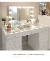 Ensemble coiffeuse moderne et simple avec miroir LED et chaise pour chambre à coucher
