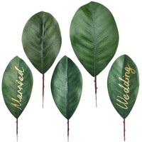 QSLH-W555 Vente d'usine Feuilles de magnolia artificielles en latex pour décoration de mariage, décoration de signature, fête des mères, Pâques, Noël, Halloween