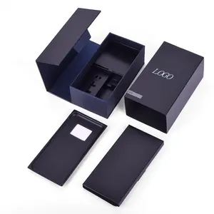 Custom Magnetic Black Mobile Phone Packaging Box Box with Cardboard Insert for Accessory Packaging for Ipone and Samsung