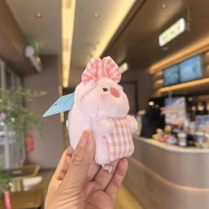 HECION Porte-clés en peluche cochon rose mignon de 8 cm, adorable poupée en peluche pour filles, décoration de sac à dos, cadeau - Product Image 6