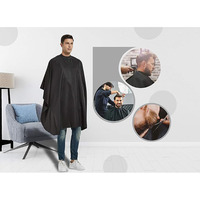 Cape de coiffure noire en polyester anti-adhésif, tablier de protection pour la coupe des cheveux, pour usage en salon, cape de barbier noire, logo personnalisé
