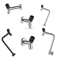 Robinet mural haut en acier inoxydable SUS 304 pour lavabo de salle de bain, eau froide uniquement, avec cartouche céramique, pour machine à laver