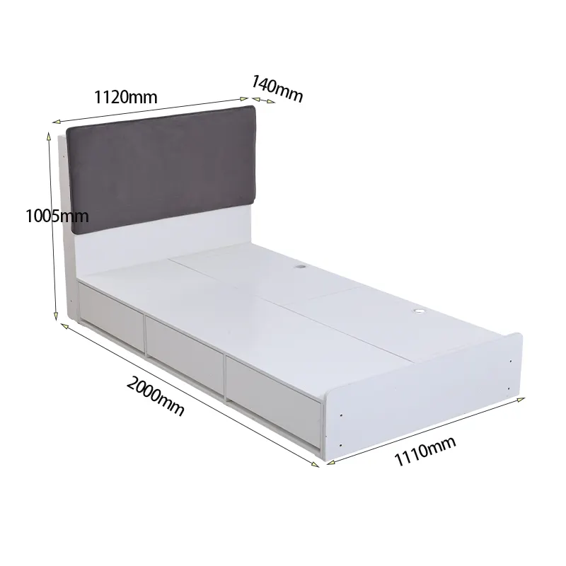 Nordic Modern Design Slaapkamermeubilair King/ Queen Size Met Hoofdeinde Houten Bed