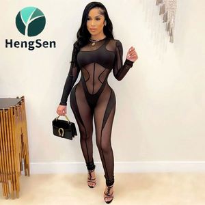 Mono de Terciopelo Negro con Malla Transparente para Club Nocturno, Mono de una Pieza con Mangas Acampanadas - Product Image 1