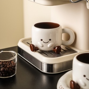New Style Cartoon Minimalist Ceramic Coffee <strong>Cup</strong> Saucer Set Gift Box-250mL Perfect Gift for Home Car Use; Wholesale Available - Product Image 3