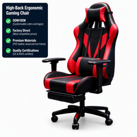 Chaise de jeu inclinable à 135 degrés ALINUNU ODM OEM pour salle de jeu, chaise de jeu ergonomique à dossier haut avec repose-pieds