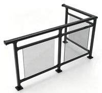 Balustrade de balcon et de terrasse moderne en alliage d'aluminium et acier inoxydable avec verre trempé, main courante modulaire thermolaquée