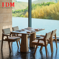 Ensemble table et chaises rondes en bois pour restaurants, hôtels de luxe modernes, 4 places, éco-responsable, pour cafés et banquets