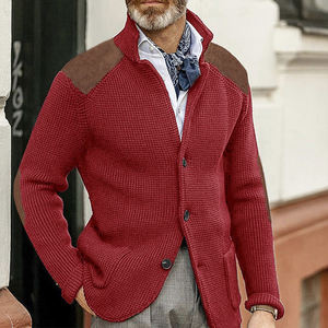 Nuovo Cardigan con risvolto sottile cappotto lavorato a maglia a maniche lunghe maglione Cardigan Casual taglie forti da <span class=keywords><strong>uomo</strong></span> - Product Image 4
