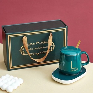 Taza de cerámica cálida <span class=keywords><strong>Bohemia</strong></span> personalizable 55 grados temperatura constante automática Apto para lavavajillas 380Ml posavasos de regalo de mano Logo - Product Image 4