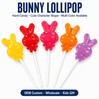 Sucette Lapin de Pâques Rose en forme de lapin, bonbon dur emballé individuellement avec nœud, idéal pour panier de Pâques, bonbons pour fête de printemps pour enfants