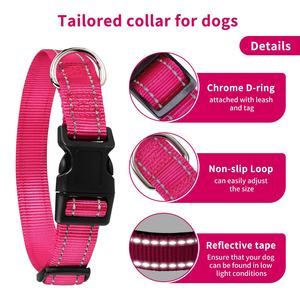 子犬用の反射調節可能な犬の首輪小型中型大型犬薄いナイロンウェビングとクイックリリースプラスチックバックル - Product Image 4