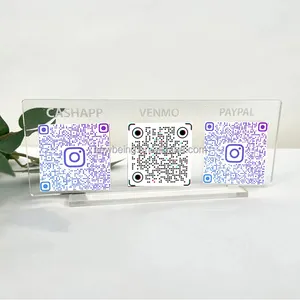 3D Social Media Qr Code Sign Personalized Paypal Scan to Pay App Gold and Silver Acrylic Qr Code Sign