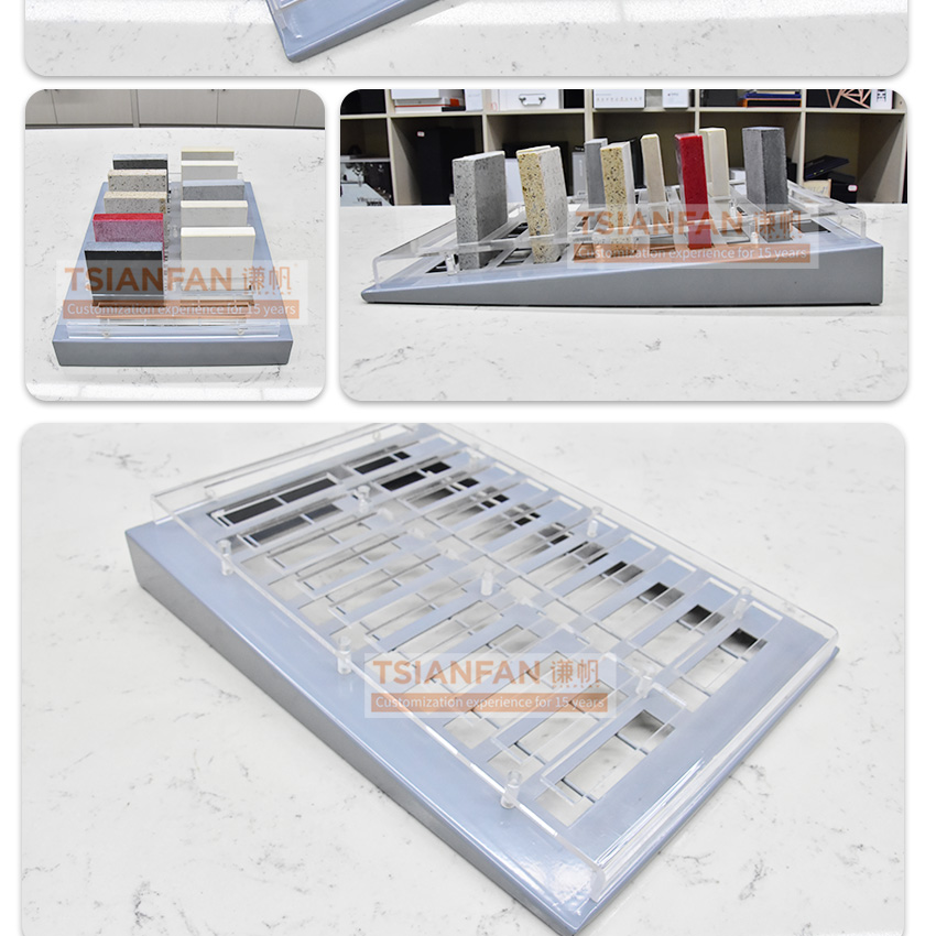 new style morden acrylic  desktop clear marble natural quartz stone rack tile  display table