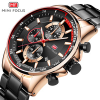Jam Tangan Fashion MINI FOCUS MF0218G Mewah Relojes Montre Pria Quartz Tali Logam Kalender Asli Jam Tangan Olahraga Pria