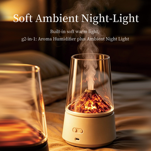 Diffuseur d'arômes ultrasonique en forme de volcan avec lumière LED effet flamme, humidificateur d'huiles essentielles pour la maison, la chambre et le bureau - Product Image 5