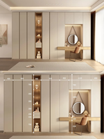 Armoire de chambre à coucher moderne minimaliste en bois, grande capacité de rangement, avec coiffeuse intégrée, organisateur de vêtements pour couples
