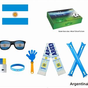 Set de Artículos para Fanáticos de la Copa Mundial de Fútbol 2026, Estados Unidos, Canadá, México, Argentina, Bandera de Tela de Poliéster con Impresión Digital, Gafas, Palmas para Aplaudir, Color para la Cara - Product Image 1