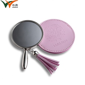 Cosmetic Mirror Pocket Mirror Wholesale Custom PU Pouch Brand Makeup Mirror With Tassel - Product Image 5