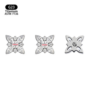 <b>Titanium</b> Butterfly Zircon <b>Stud</b> Earring 5.6mm F136 For Cartilage Lip Ear Piercing Jewelry - Product Image 5