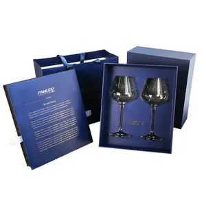 FAWLES Verres à vin à tige Lot de 2 verres à vin en cristal de Bourgogne de 650ml Coffret cadeau de haute qualité Parfait pour cadeau d'anniversaire