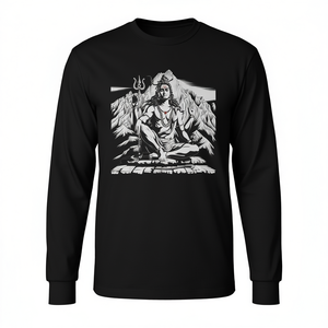 Camiseta de Manga Larga con Diseño de Lord Shiva, Maha Shivratri, Hindúismo, Algodón Negro, Ropa para Hombre - Product Image 2