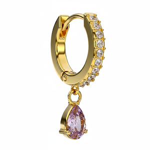 INES Violet 24mm Gp Pendientes de tuerca hipoalergénicos Pendientes de gota de moda para mujer - Product Image 2