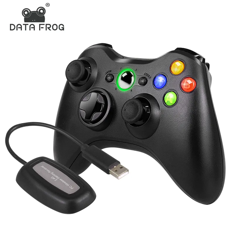 Data Frog USB Wireless Gamepad Black For Xbox 360/360 Slim Controller Joystick For PC Controller For Windows 10/11 Gamepad