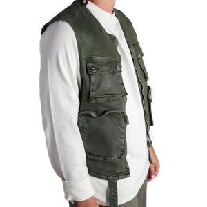 Chaleco de mezclilla encerado elástico de alta calidad para hombre con múltiples bolsillos con cremallera y correas - Product Image 4