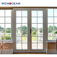 Puerta Francesa Doble de Patio Exterior RICHOCEAN, Ventanas y Puertas de Aluminio, Puerta Abatible de Triple Vidrio