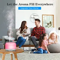 Diffuseur d'arômes 500ML Finition de grain de bois Humidificateur d'aromathérapie à huile essentielle électrique Télécommande pour usage domestique et de bureau