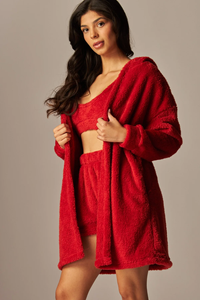 Conjuntos de ropa de salón de 3 piezas acogedoras para mujer de alta calidad, <span class=keywords><strong>pijamas</strong></span> de peluche de talla grande de Factory, Material de lana de otoño, combinación perfecta - Product Image 2