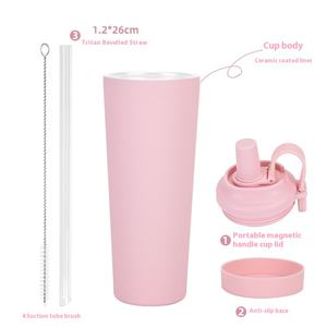 Tasse thermos sous vide en acier inoxydable revêtue de céramique 830ml transfrontalière capuchon à poignée d'aspiration magnétique Portable peut absorber la perle - Product Image 3