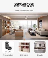 Meubles de bureau professionnels pour directeurs, bureau de PDG en forme de L, grande table de direction en bois avec armoire de rangement