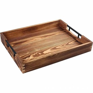 Wooden Rectangular Serving <b>Tray</b> With Handles For <b>Tea</b> Coffee Snacks Breakfast Hotel Use - Product Image 3