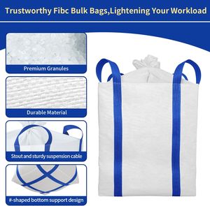 Heavy Duty Woven <b>Polypropylene</b> Bulk <b>Bags</b> with Double Lifting Loops, Duffle Top and Reinforced X-shaped Flat Bottom Support - Product Image 5