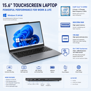 Laptop 15.6 Pollici con Intel Core I3, <span class=keywords><strong>8GB</strong></span> <span class=keywords><strong>RAM</strong></span>, 1TB SSD, <span class=keywords><strong>Computer</strong></span> <span class=keywords><strong>Portatile</strong></span> per Ufficio con Windows 11 Pro, Apertura a 180 Gradi per Riunioni - Product Image 1