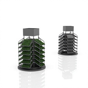 Présentoir rotatif à 4 faces en métal noir mat pour échantillons de gazon et blocs de pelouse pour salle d'exposition - Product Image 1
