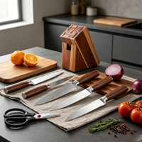 Ensemble de couteaux de cuisine multi-usages personnalisés de haute qualité 7 pièces bloc de bois manche en bois ensemble de couteaux de chef forge