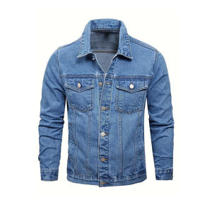 Chaqueta Vaquera Casual para Hombre, Estilo Versátil y Resistente, Corte Estructurado, Detalles de Botones, Efectos de Lavado Contemporáneos, Estilo Cómodo para Uso Diario - Product Image 1