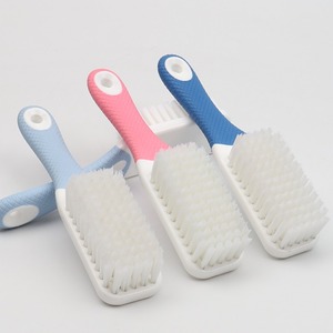 <b>Shoe</b> Brush Rubber Coated Handle Soft Bristle Multi <b>Functional</b> Cleaning Tool For Household Use Pink Blue - Product Image 3