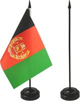 Vente en gros de drapeaux de bureau afghans pour le bureau en Afghanistan drapeau de décoration de table avec base et bâton en plastique
