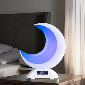 Biểu Tượng Tùy Chỉnh Mặt Trăng LED Thông Minh Ánh Sáng Đồng Hồ Báo Thức Mặt Trời Mọc Loại C Bluetooth Loa Pin Bàn Bàn Bàn Cạnh Giường Ngủ Phòng Ngủ Phòng Khách - Product Image 3