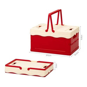 Panier de pique-nique pliable multifonctionnel - Boîte de rangement en plastique PP pour collations, boissons et articles essentiels quotidiens, design gain de place - Product Image 3