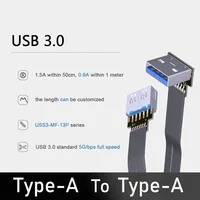 Kabel Ekstensi USB 3.0 Tipe-A FFC FPC Male Female, Lipat 90 Derajat, Fleksibel, Datar, untuk Pengisian Daya, FPV, Gimbal Genggam Brushless, Monitor